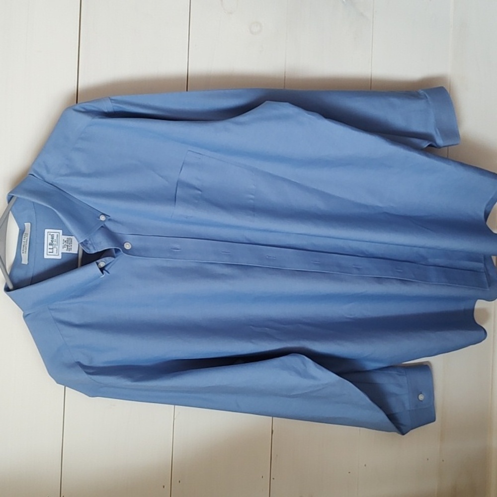LL Bean Traditional Fit Mens 17.5 36 Button Down Shirt  Wrinkle Free. E U C